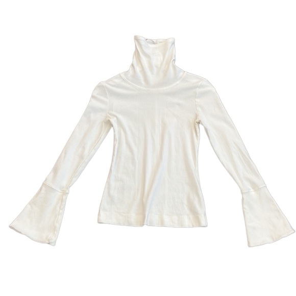 Free People Sydney Ribbed Turtleneck Bell Cuff Long Sleeve Top - Picture 5 of 8
